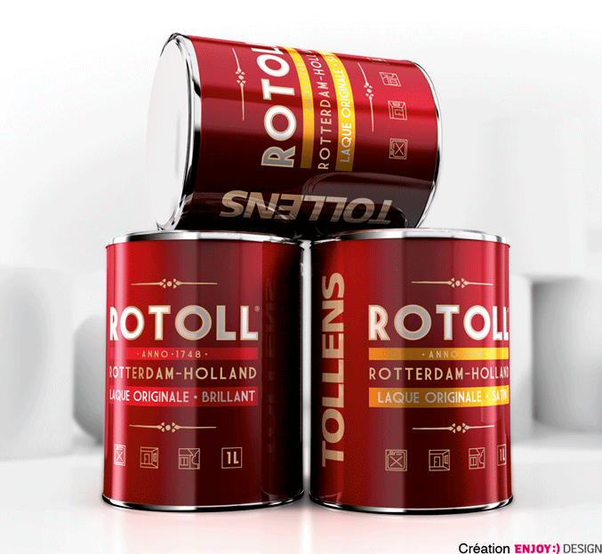 Exécution et implémentation de la nouvelle identité sur la gamme packagings des produits Rotoll grand publique de la marque TOLLENS. Exécution de différentes contenance et support.